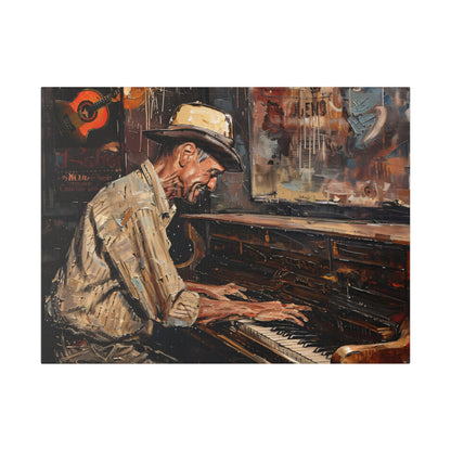 Matte Canvas, Stretched, 0.75" - Honky Tonk Piano Player