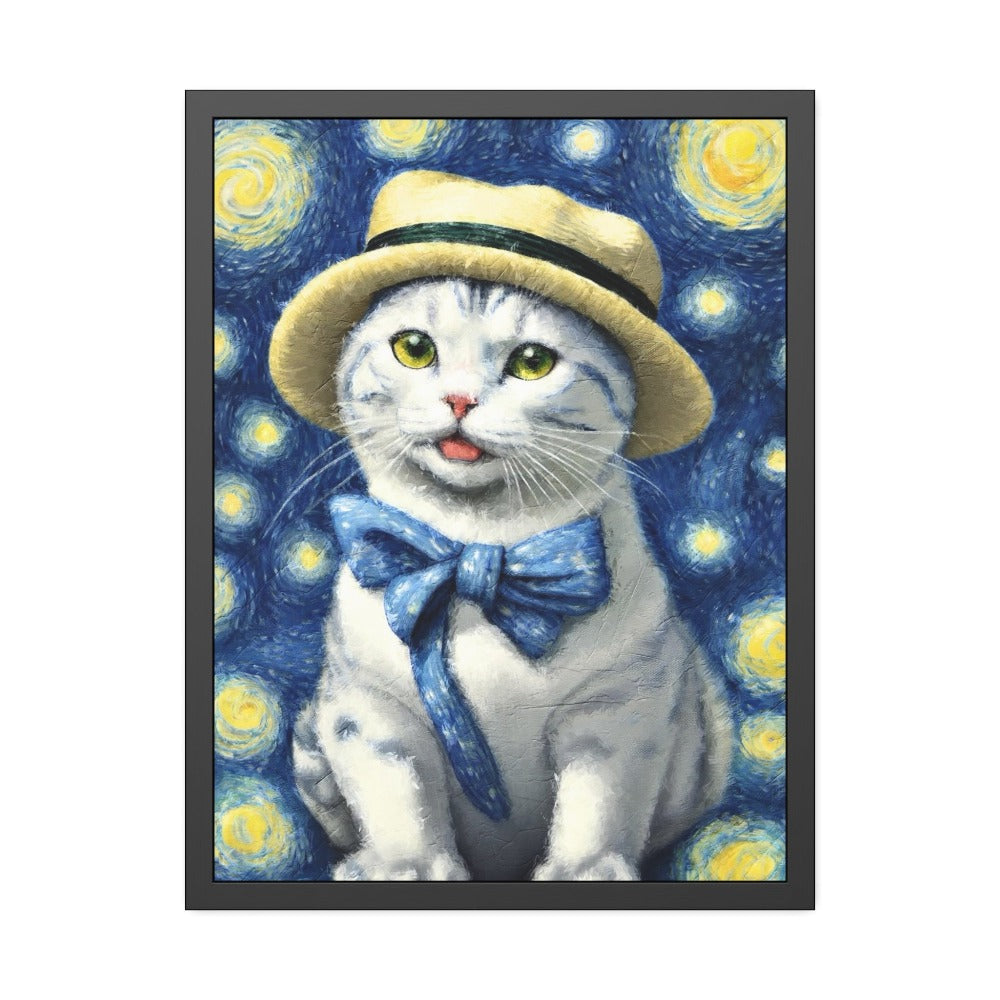 Starry Eye Cat Poster - Framed Paper Posters 