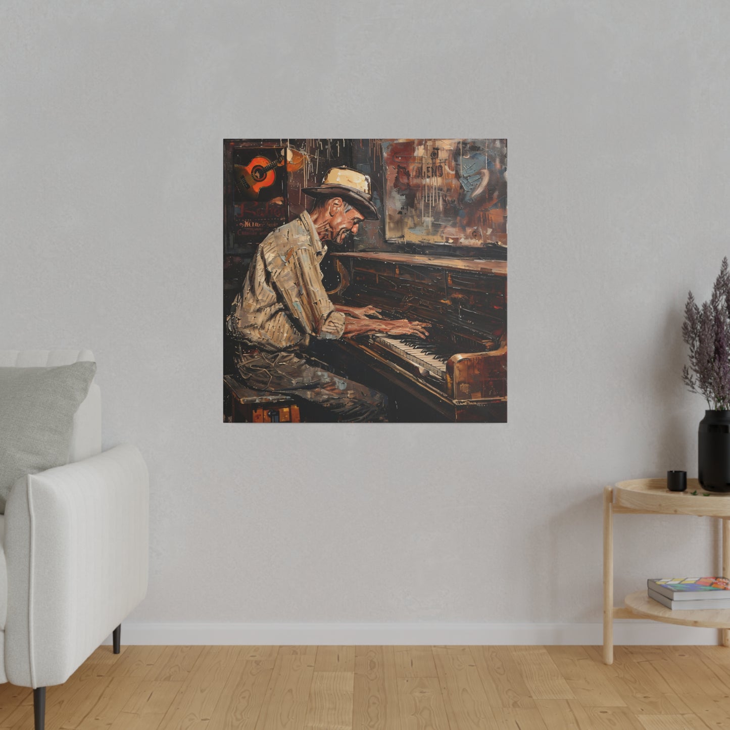 Matte Canvas, Stretched, 0.75" - Honky Tonk Piano Player