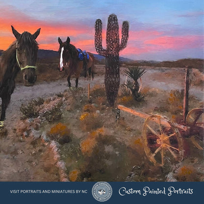 Portrait Three Horses in a Nevada Landscape- Commissioned Equine Portrait