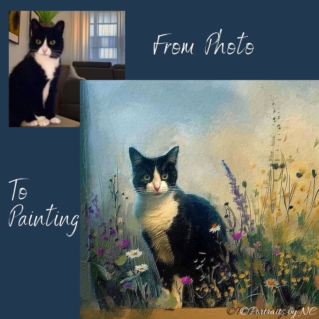 Tuxedo Cat Portrait from photo