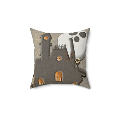 Spooky Moon Halloween Pillow -  Spun Polyester Square Throw Pillow with Insert