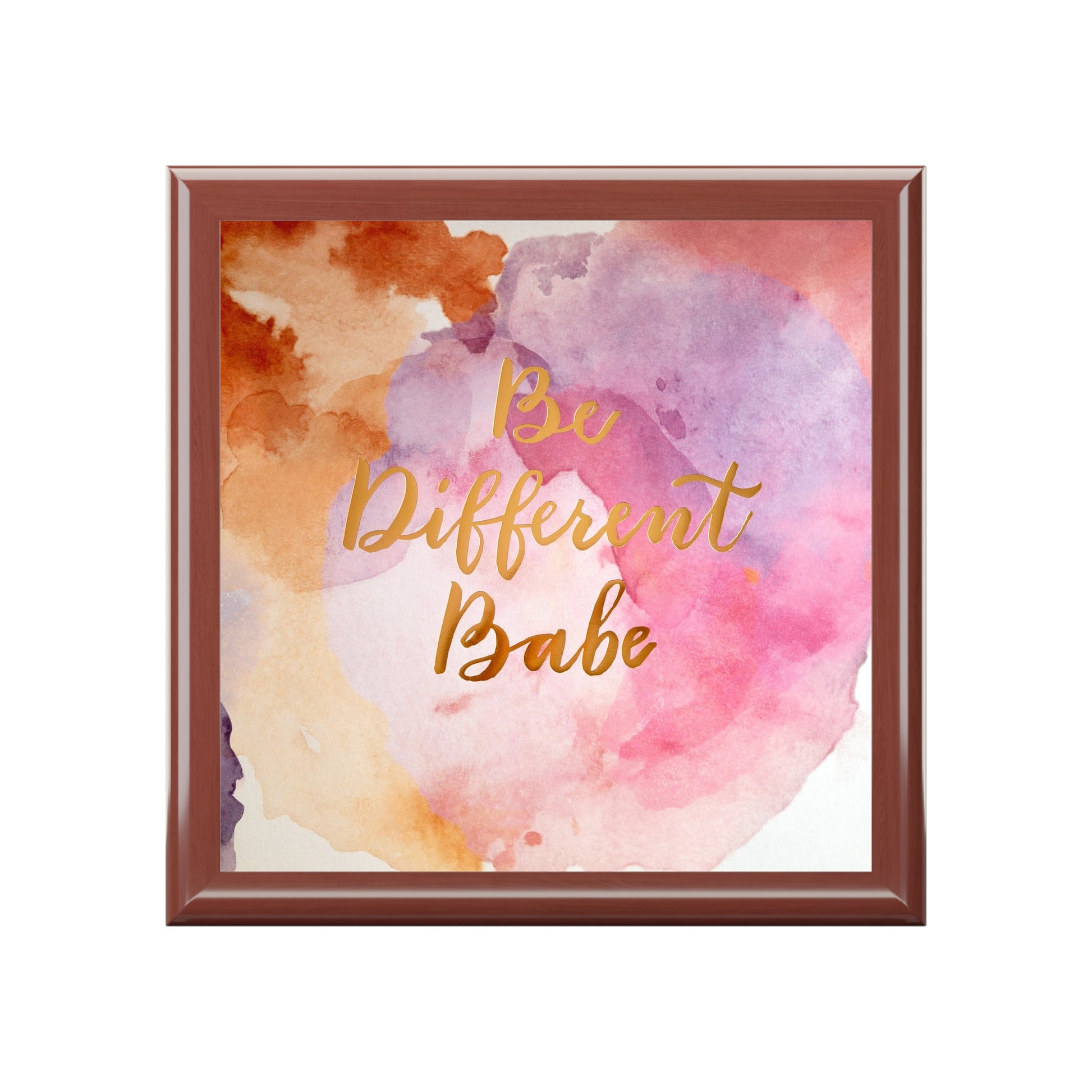 Jewelry Box - Be Different Babe Keepsake Box Golden Oak