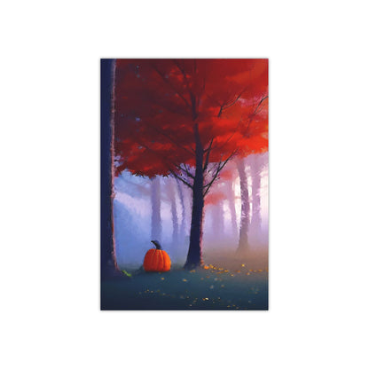 Pumpkin at the Edge of the Forest - Satin Posters (300gsm) - Halloween Themed Art Print