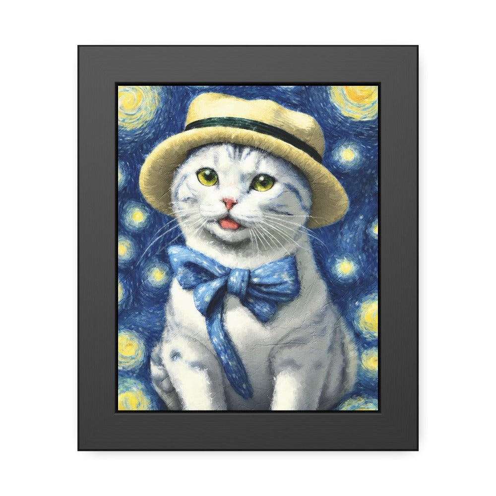 Starry Eye Cat Poster - Framed Paper Posters 