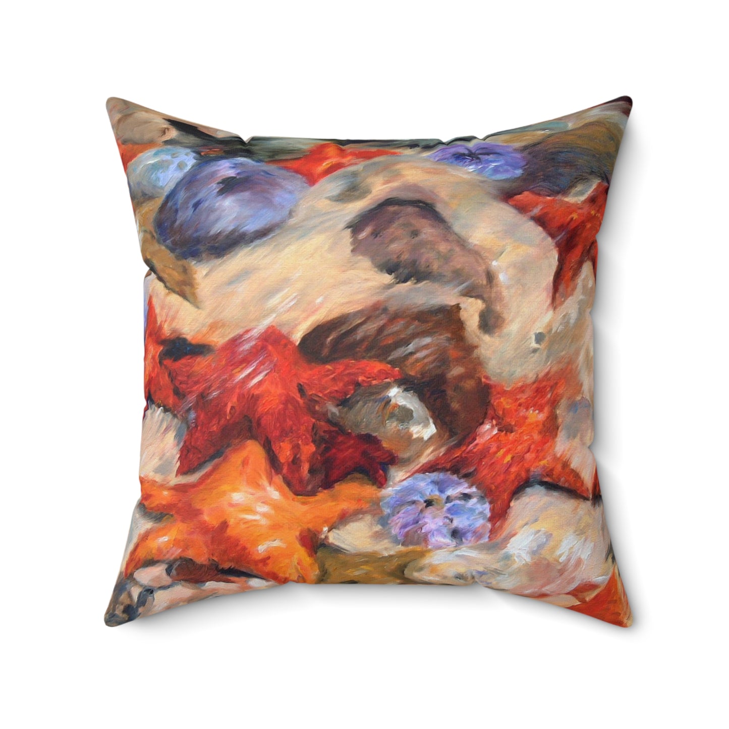 Starfish Pillow - Spun Polyester Square Pillow with Zipper and Insert