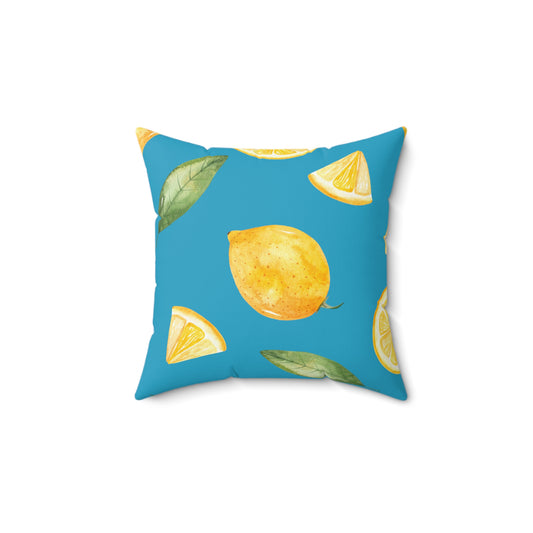 Give me Lemons Pillow - Coussin carré en polyester filé avec insert