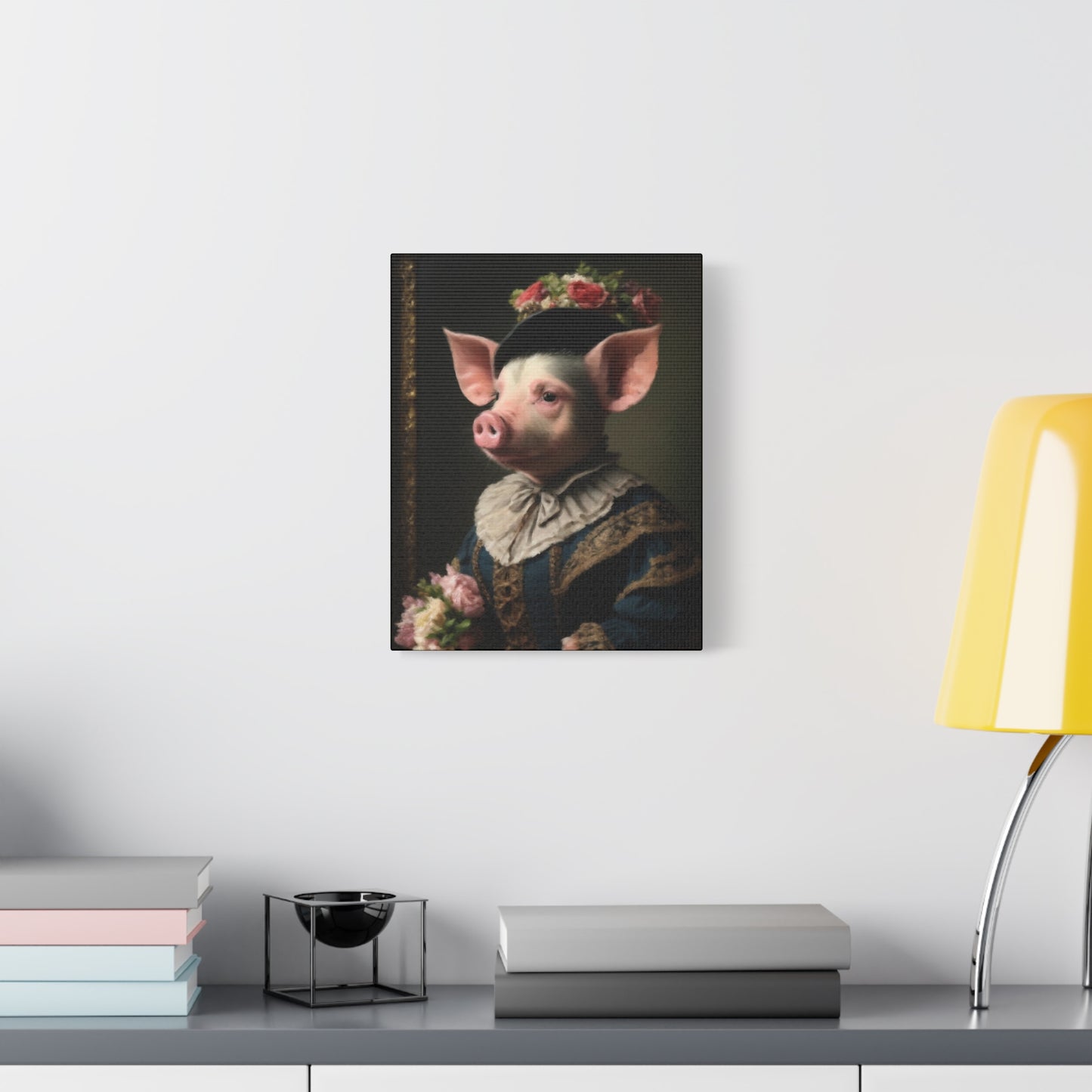 Piggy in Victorian Elegance Stretched Canvas Wall Art