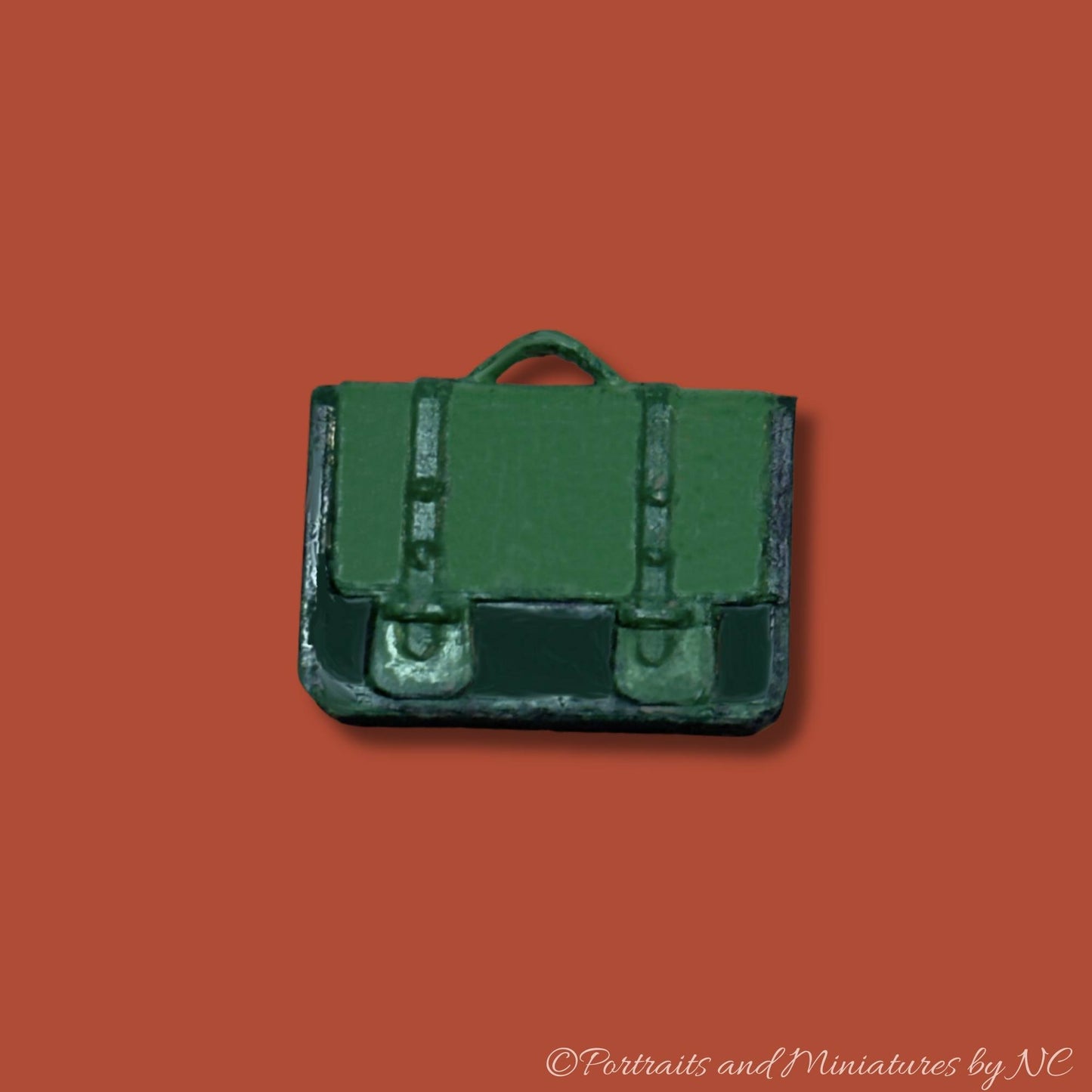 Miniature Briefcase Green 1/12 scale