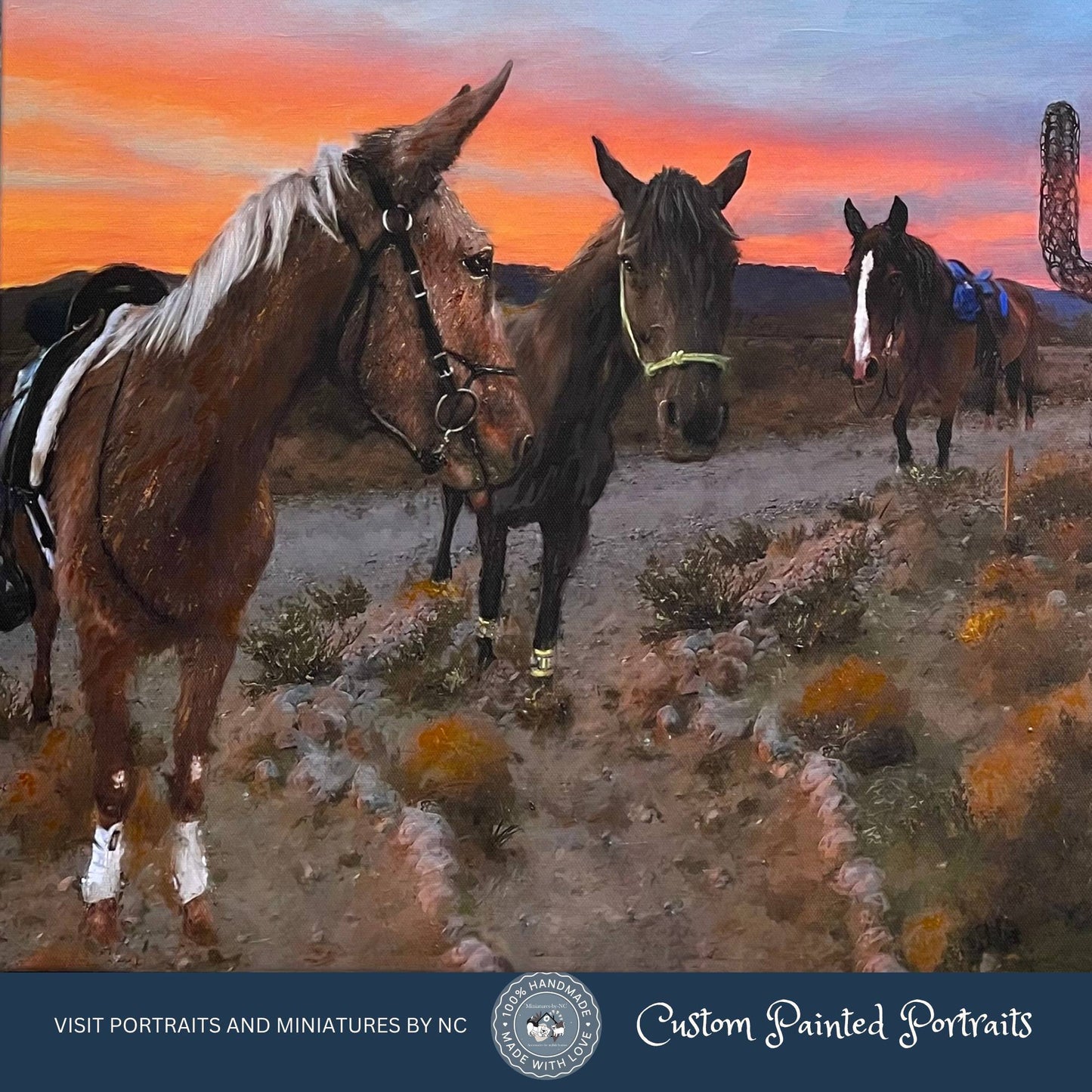 Portrait Three Horses in a Nevada Landscape- Commissioned Equine Portrait