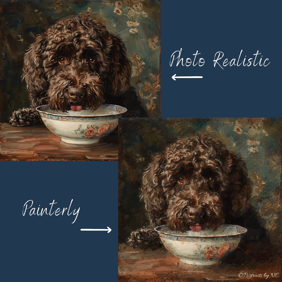 Custom Painted Labradoodle Portrait in Oil – Portraits and Miniatures by NC