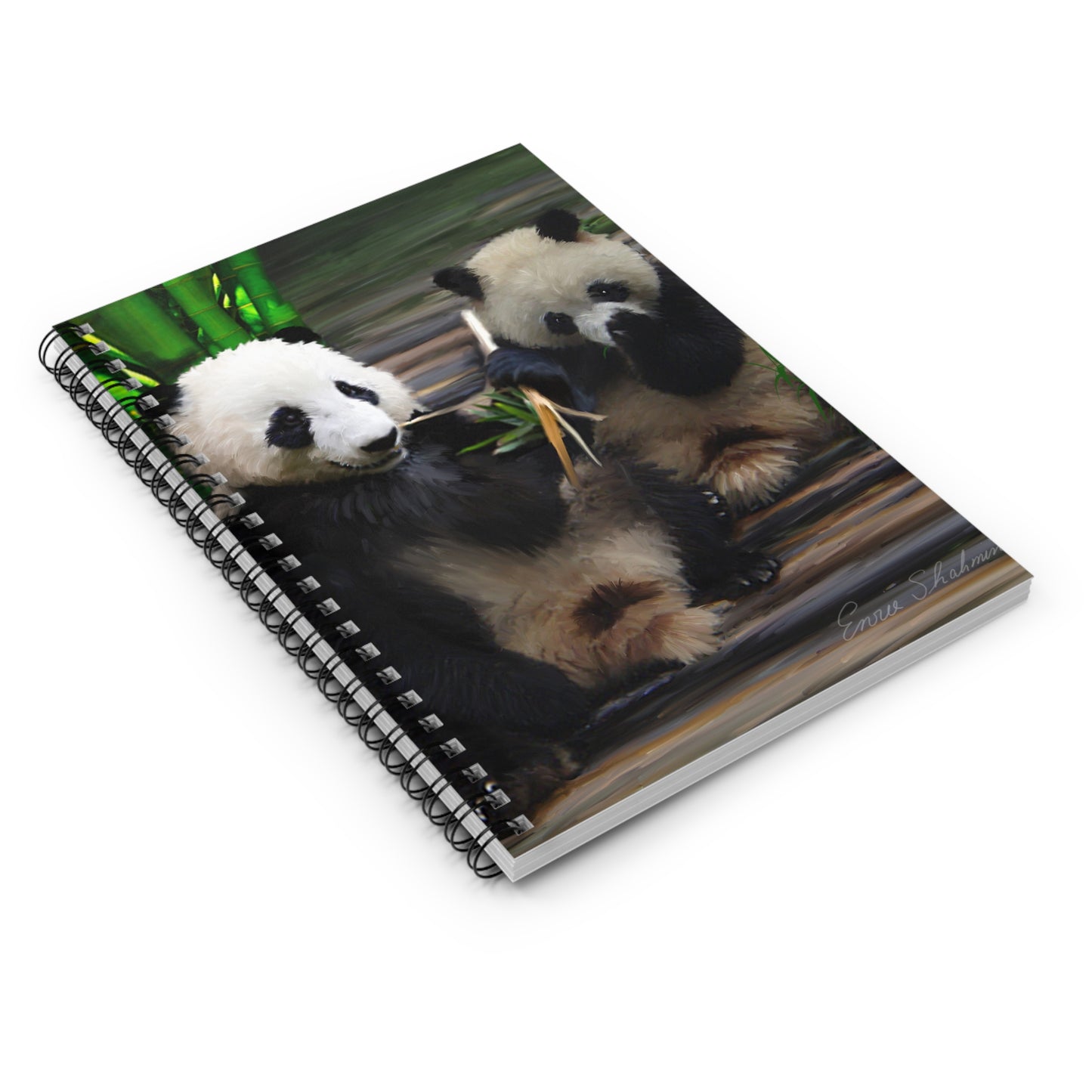 Panda Pair Spiral Notebook — Ruled Journal with Cute Bamboo Pandas