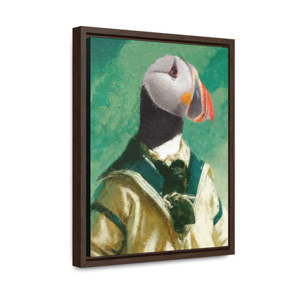 Puffin Ahoi - Vertical Framed Premium Gallery Wrap Canvas