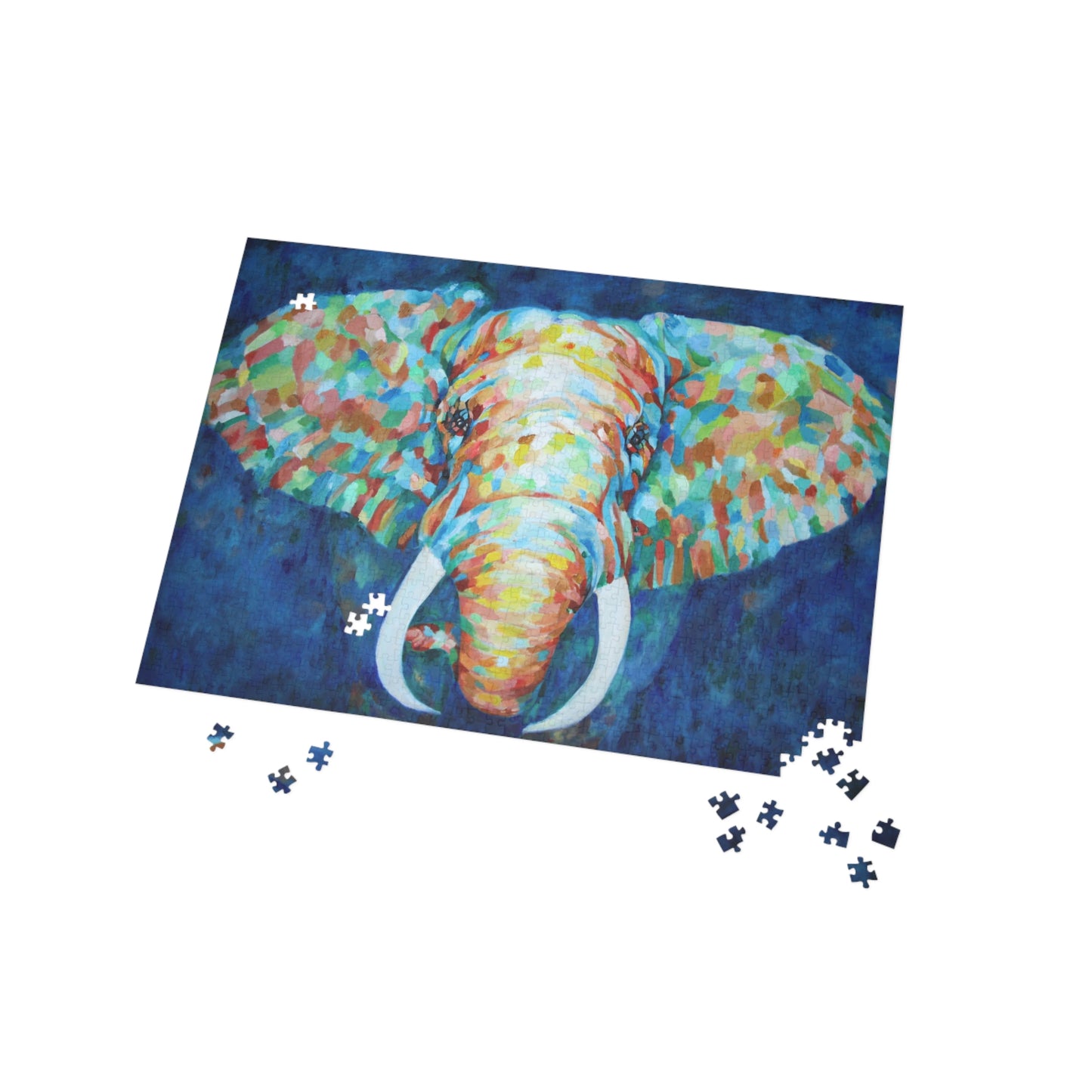 Colorful Elephant Puzzle (96, 252, 500, 1000-Piece)  puzzle pieces