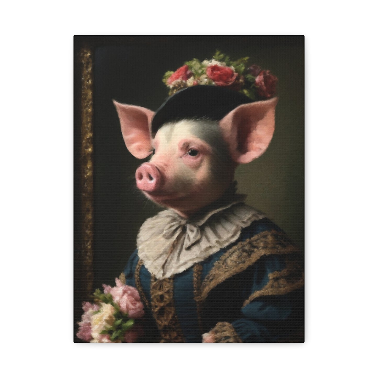 Piggy in Victorian Elegance Stretched Canvas Wall Art