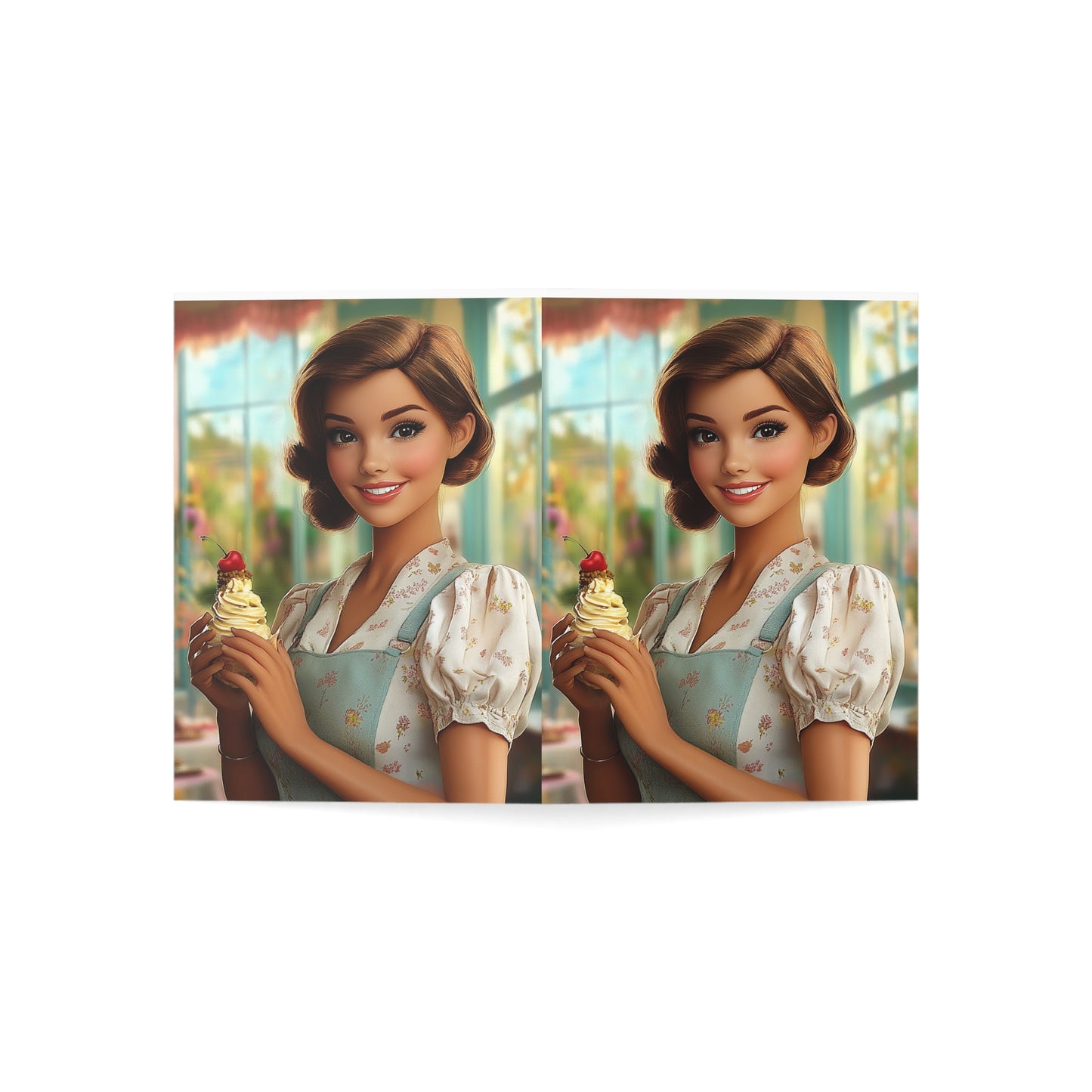 Ice Cream Parlor Gal - Greeting Cards (1, 10, 30, and 50pcs)