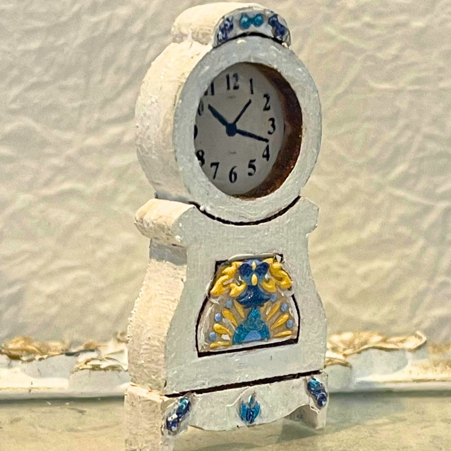 Gustavian Mantel Clock 1:12 Scale Dollhouse Side view