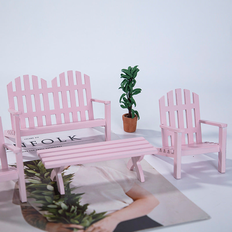 Dollhouse Park Table And Chairs  pink set