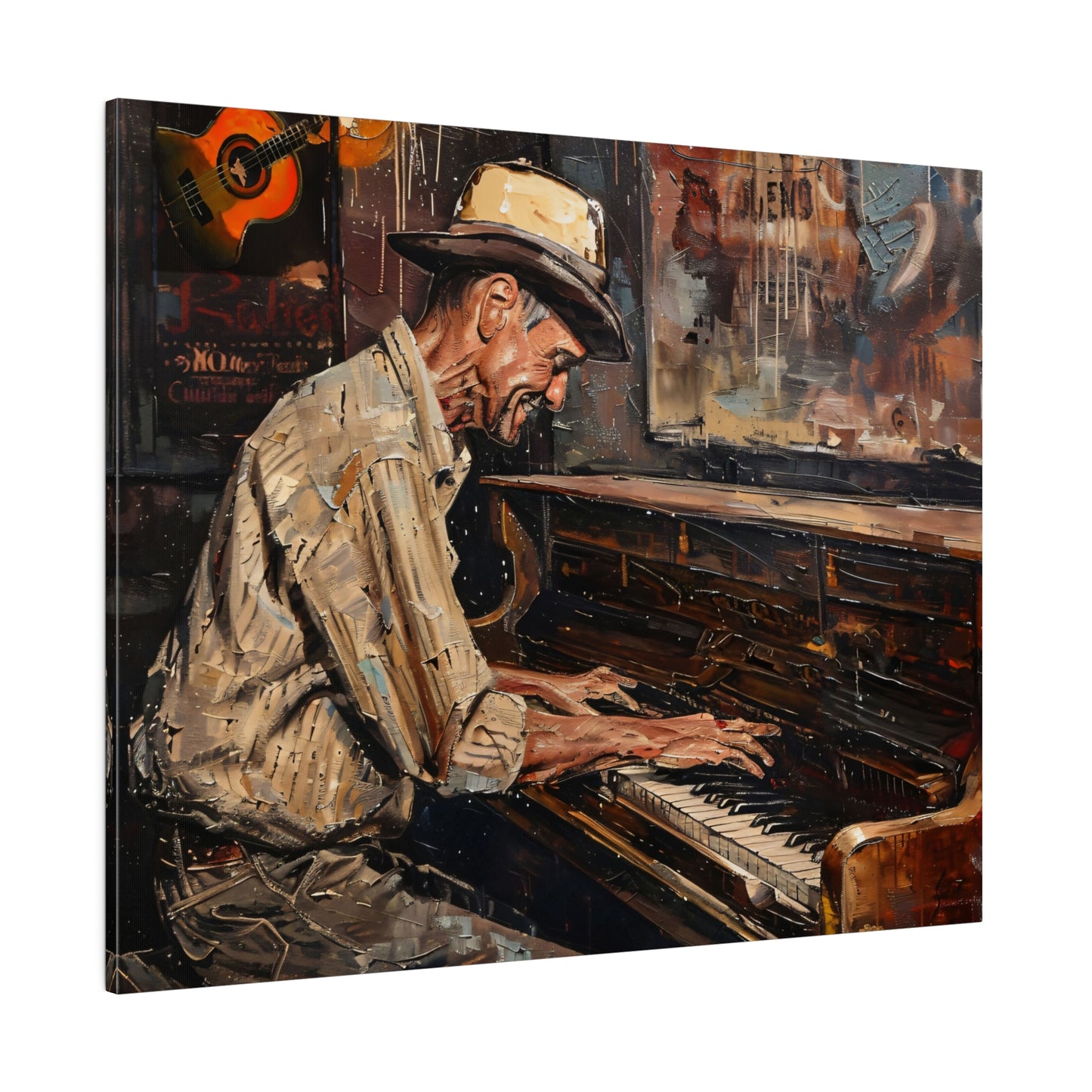 Matte Canvas, Stretched, 0.75" - Honky Tonk Piano Player