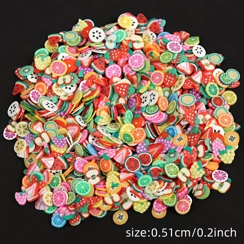 1000pcs Tiny Polymer Clay Fruit Slices for Diorama Styling size