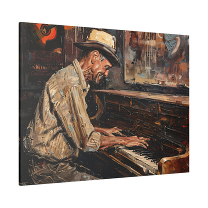 Matte Canvas, Stretched, 0.75" - Honky Tonk Piano Player