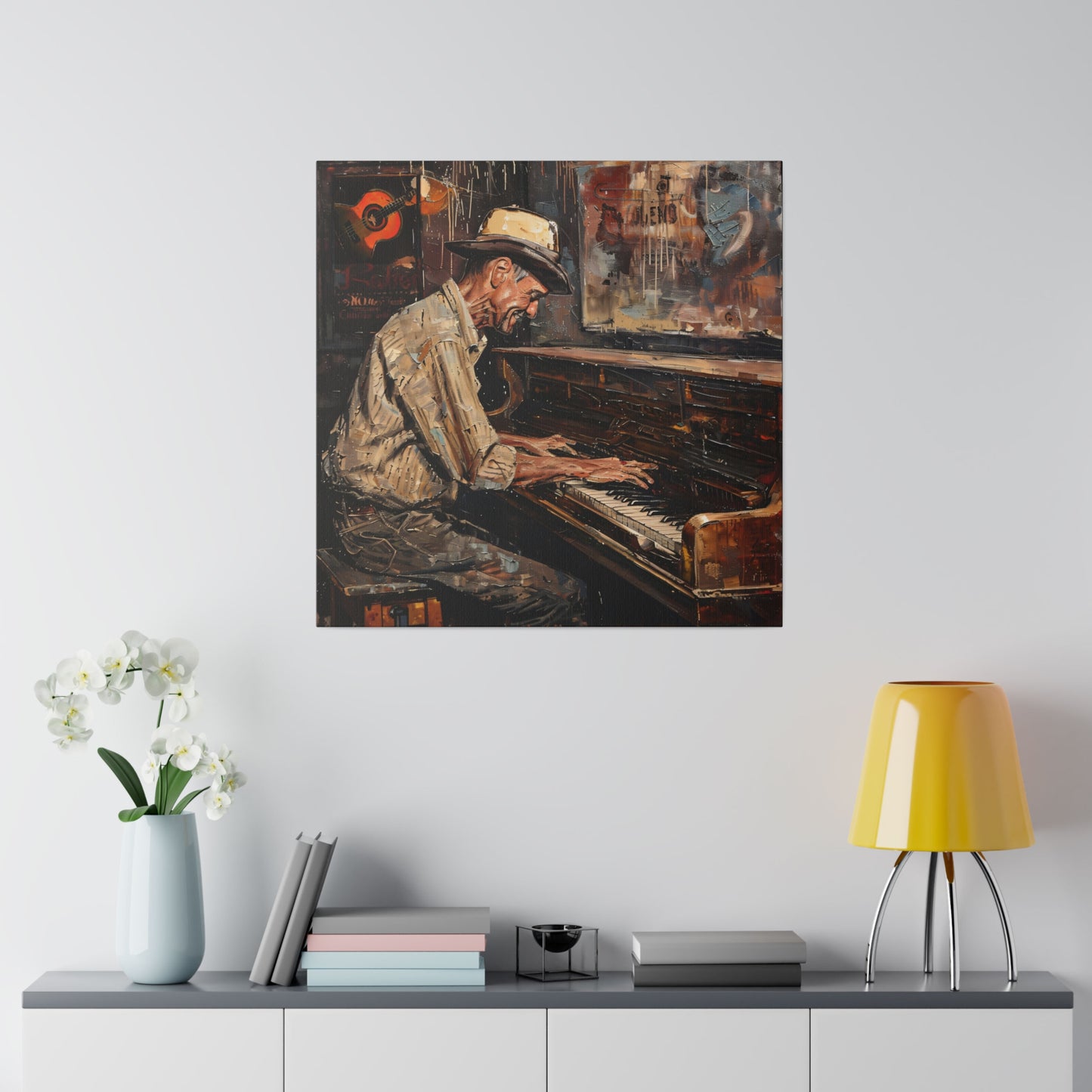 Matte Canvas, Stretched, 0.75" - Honky Tonk Piano Player