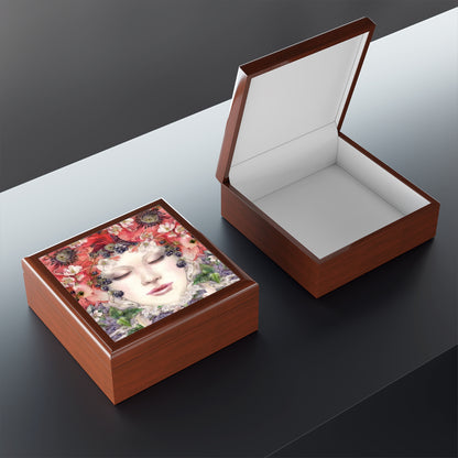 Jewelry/ Keepsake Box - Poppy Fairy - Lacquered Box  interior