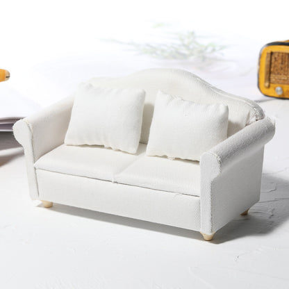 White Fabric Sofa 3-piece Miniature Dollhouse Furniture sofa
