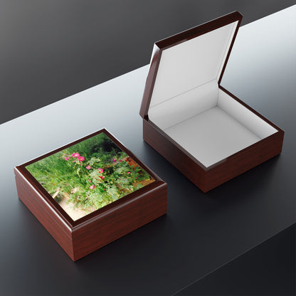 Keepsake/Jewelry Box - Hollyhock Florals - Wood Lacquer Box  interior