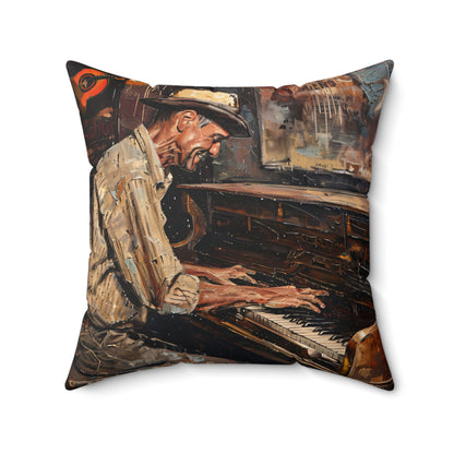 Spun Polyester Square Pillow - Honky Tonk Piano Player