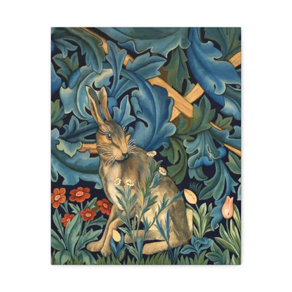 Matte Canvas, Stretched, 1.25" - William Morris Inspired Forest Rabbit