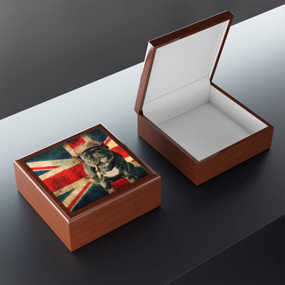 Jewelry Box/ Keepsake Box - French Bulldog with Pipe - Lacquer Box