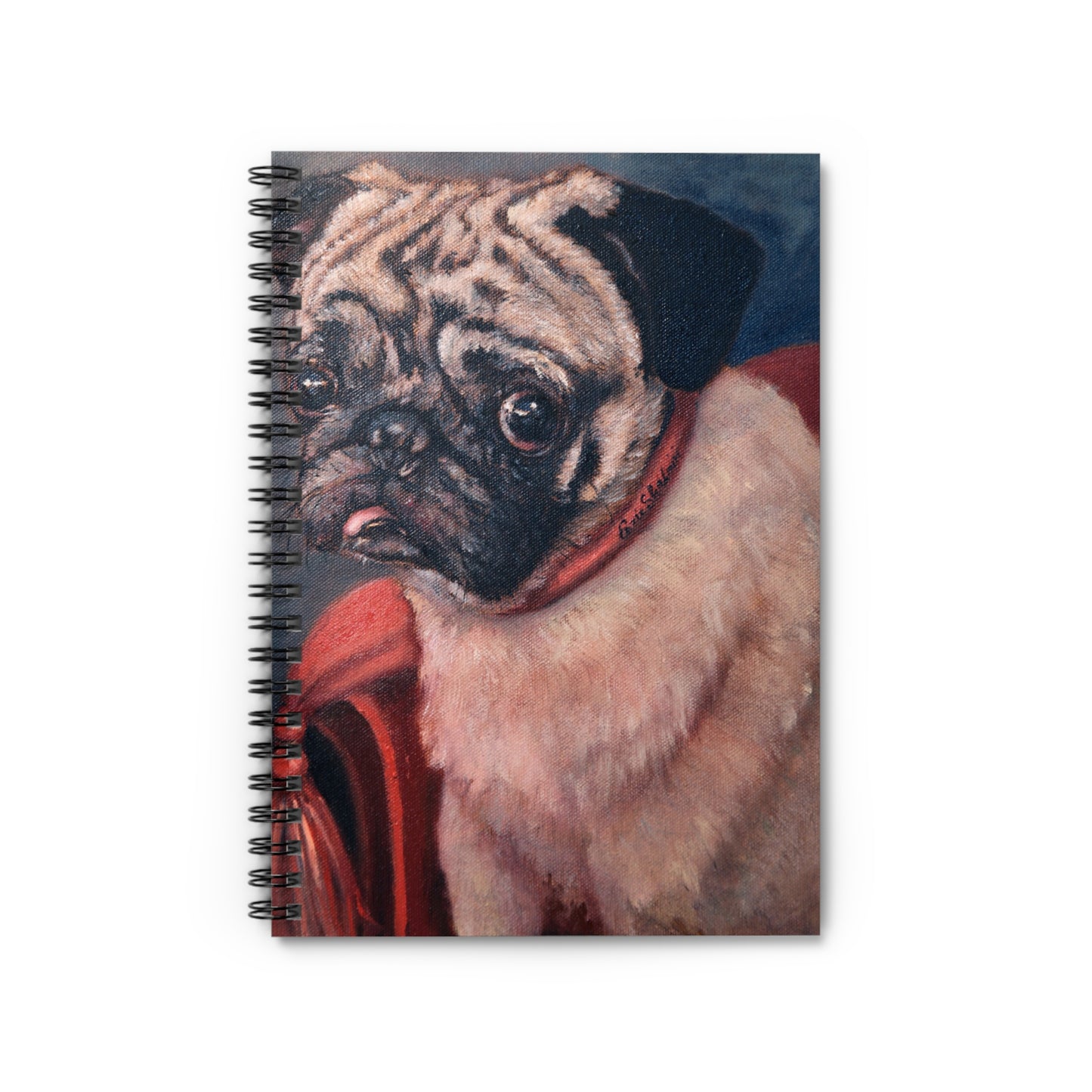 Pug Portrait Spiral Notebook — Ruled Journal for Dog Lovers