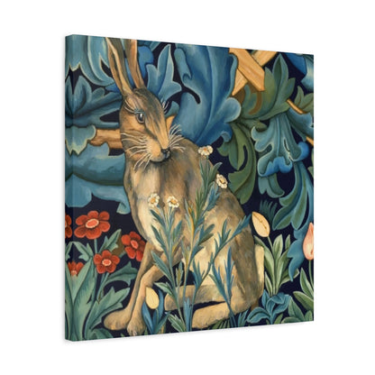 Matte Canvas, Stretched, 1.25" - William Morris Inspired Forest Rabbit