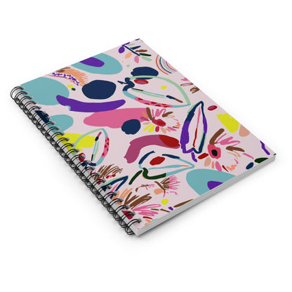 Abstract Floral Spiral Notebook — Colorful Art Pattern Ruled Journal