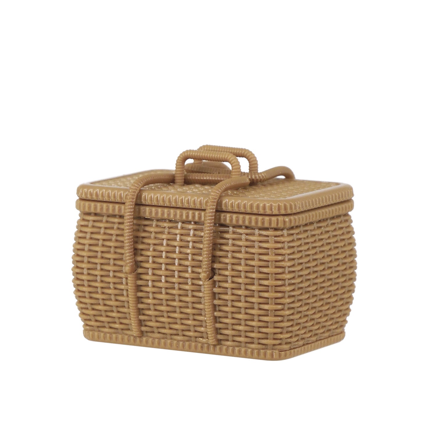 Woven Bamboo Basket Picnic Rattan Dollhouse Basket 1/6 Scale medium brown