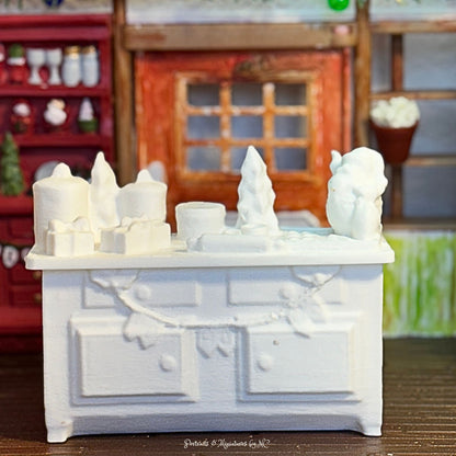 Unfinished white 3D  baking station for dollhouse