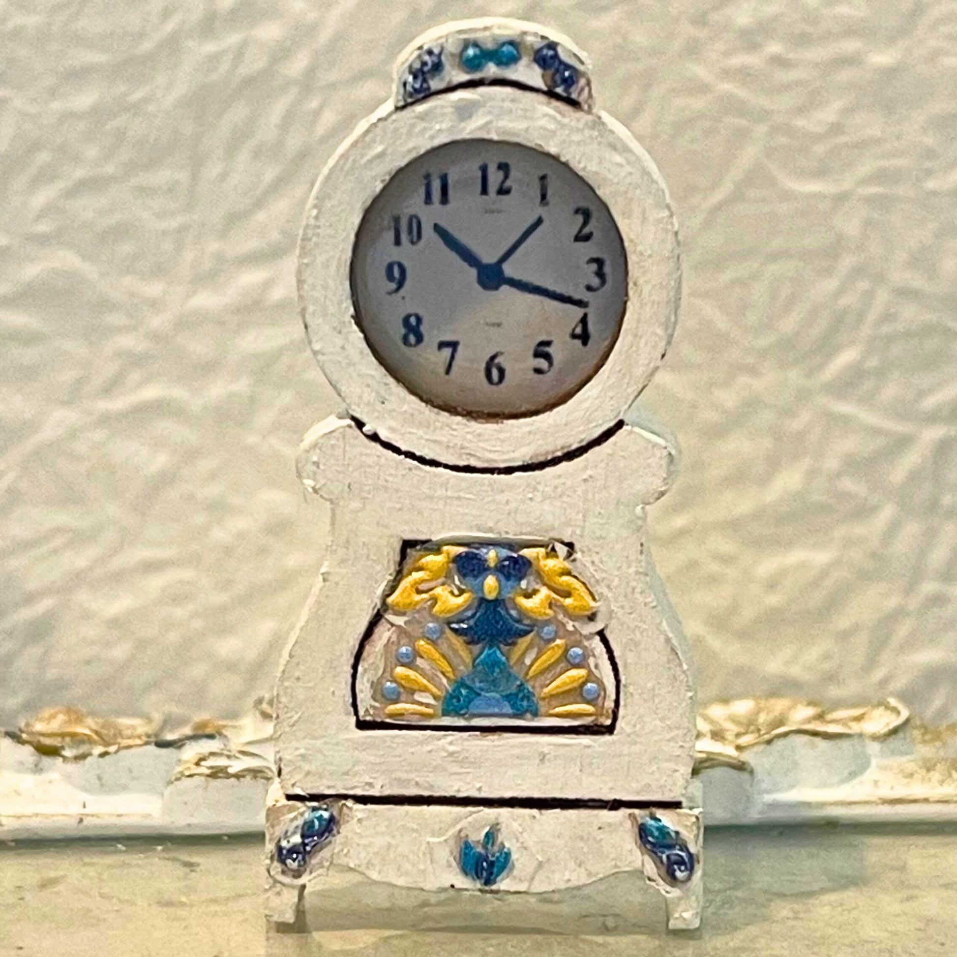 Gustavian Mantel Clock 1:12 Scale Dollhouse Wood