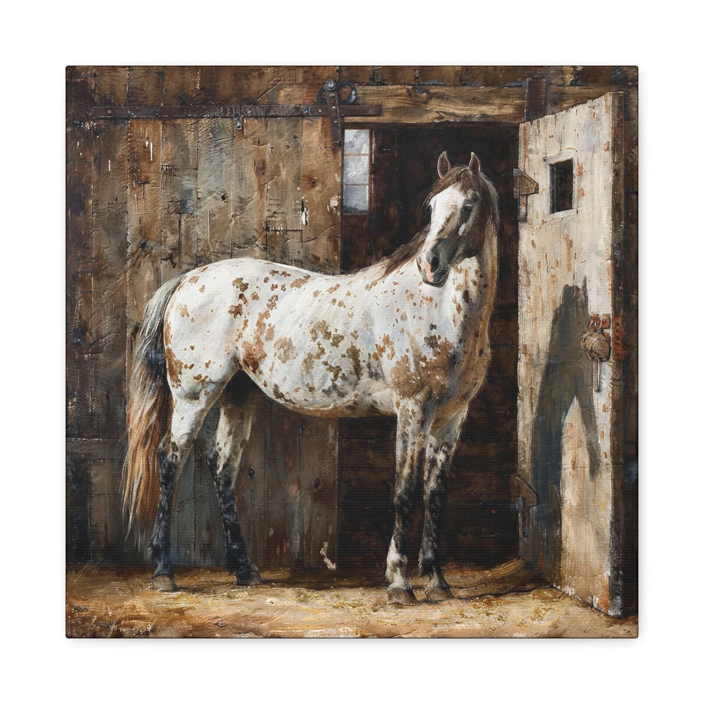 Appaloosa Horse Canvas Wall Art — Rustic Equestrian Stretched Matte Print