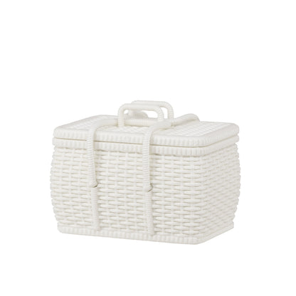 Woven Bamboo Basket Picnic Rattan Dollhouse Basket 1/6 Scale white