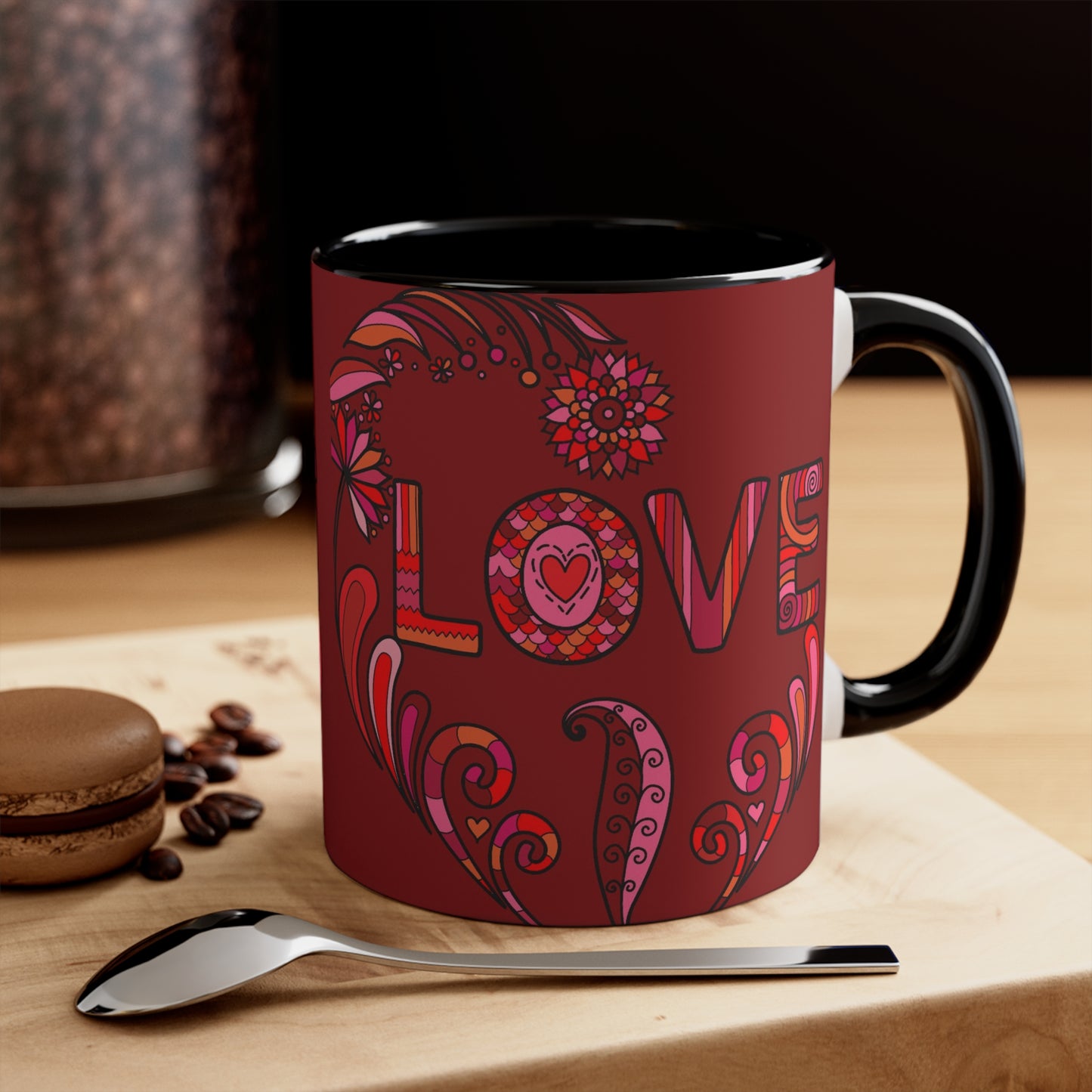 Accent Two Tone Coffee Mug, 11oz - Boho Love Mug black