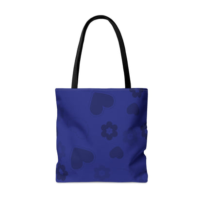 Tote Bag - Blue Flowers and Hearts