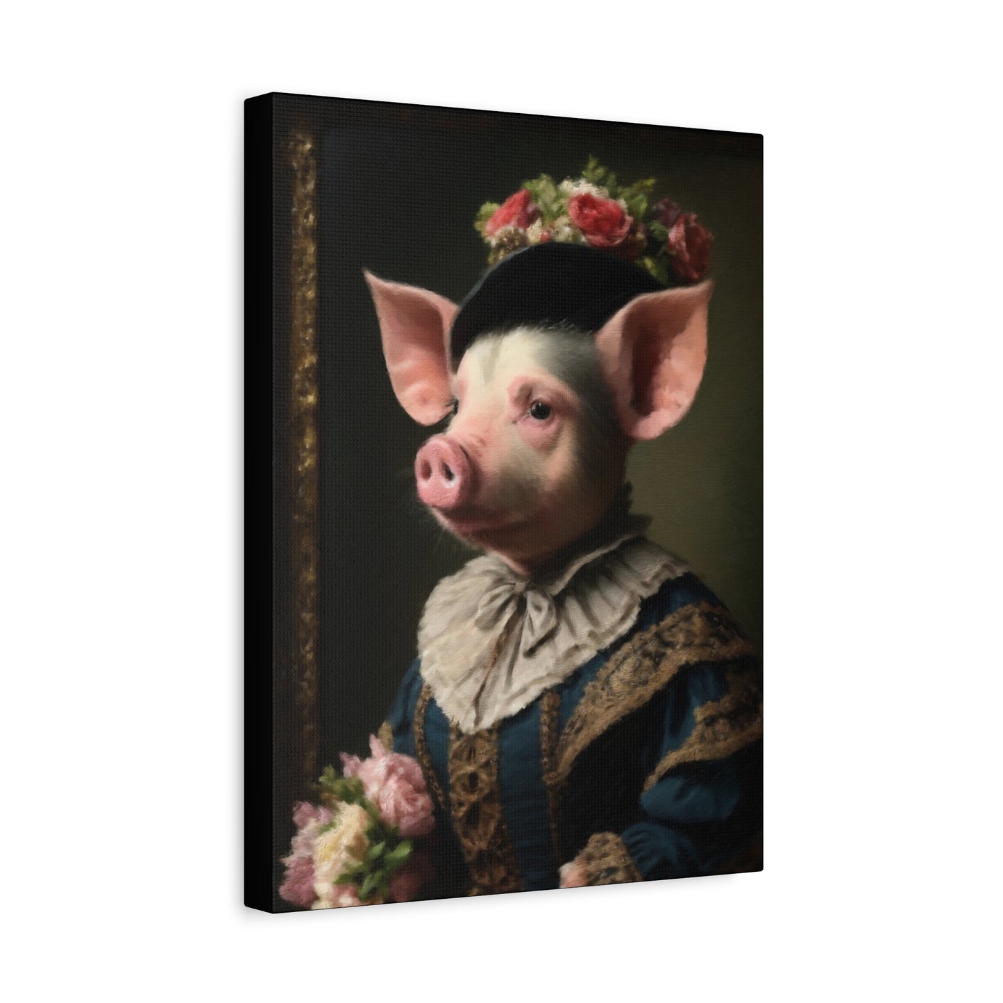 Piggy in Victorian Elegance Stretched Canvas Wall Art