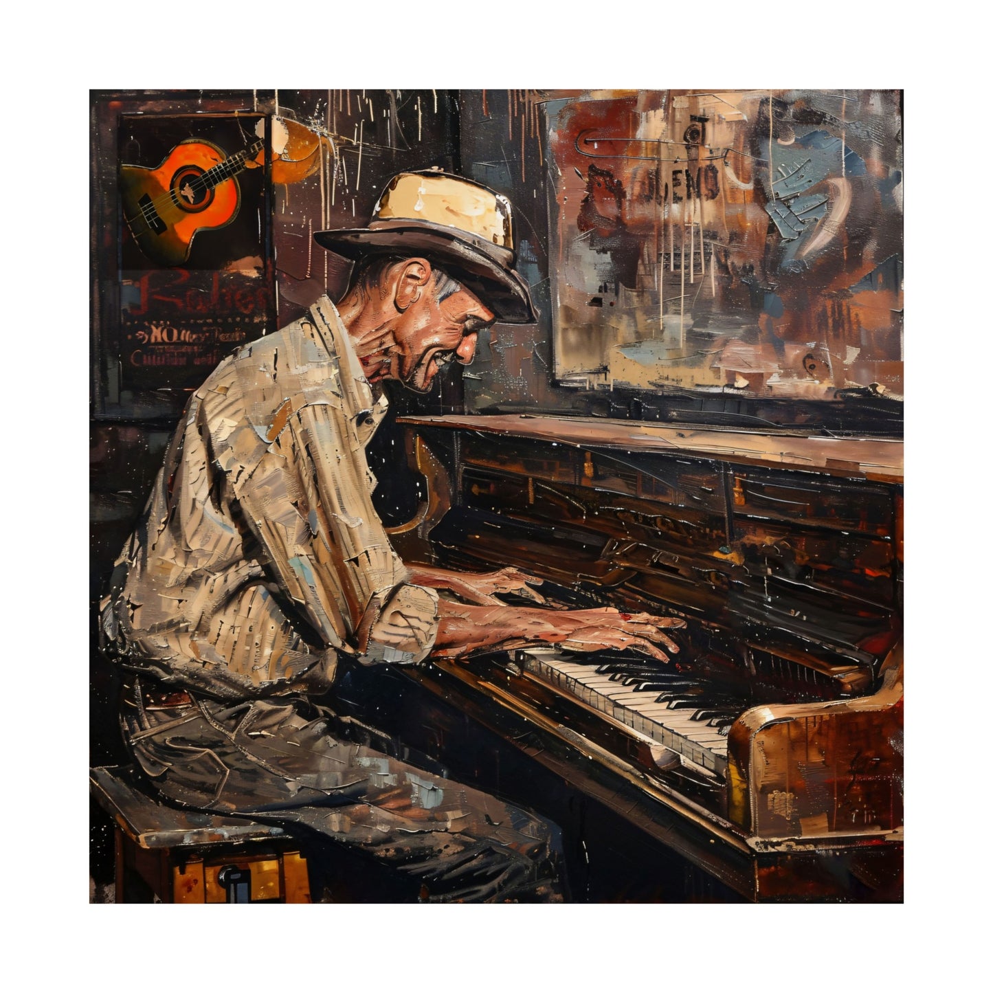 Matte Vertical Posters - Honky Tonk Piano Player