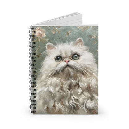 Fluffy White Persian Cat Spiral Notebook – Ruled Journal for Cat Lovers