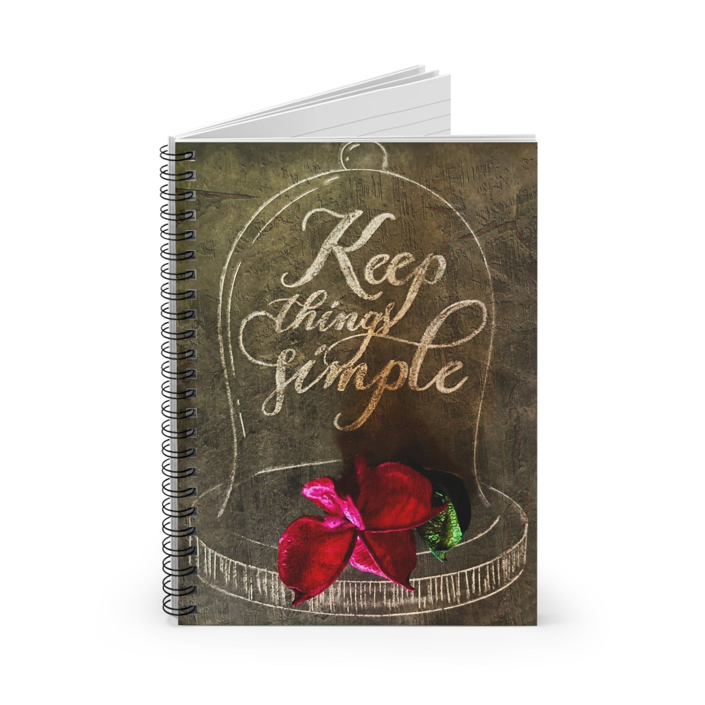 Keep Things Simple Spiral Notebook — Floral Bell Jar Ruled Journal