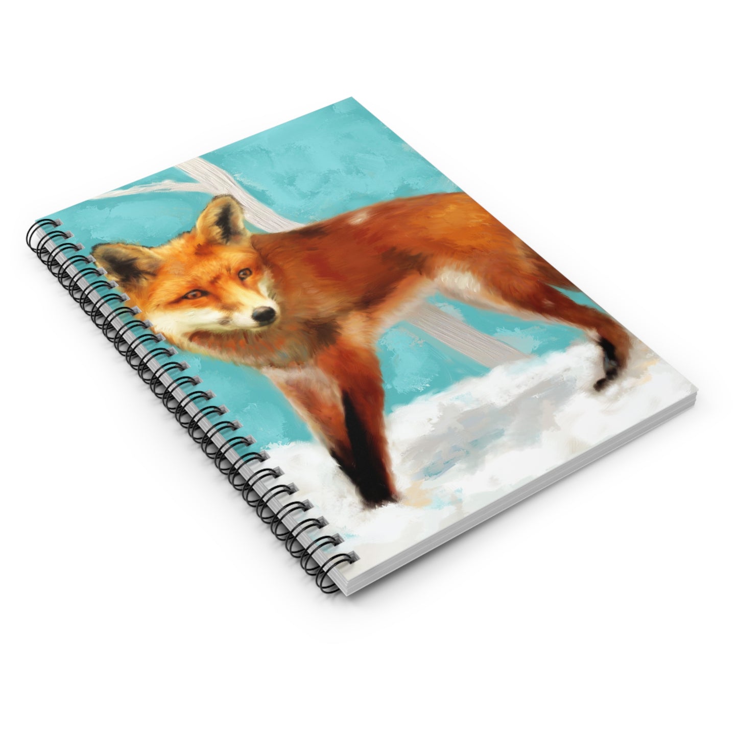 Fox Spiral Notebook — Winter Woodland Ruled Journal