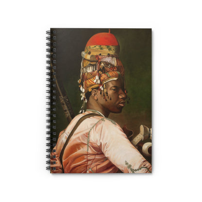 Portrait Art Spiral Notebook — Vintage African Warrior Illustration, Ruled Journal