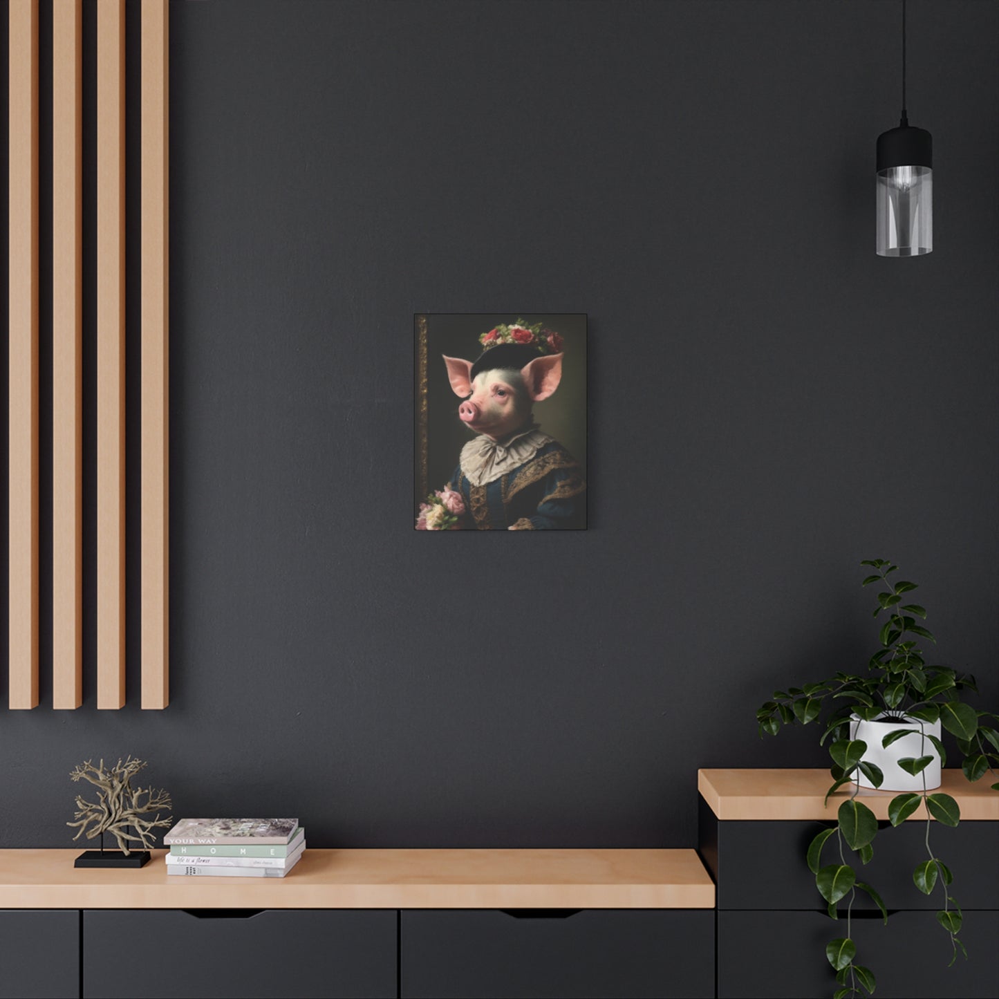 Piggy in Victorian Elegance Stretched Canvas Wall Art