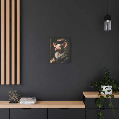 Piggy in Victorian Elegance Stretched Canvas Wall Art